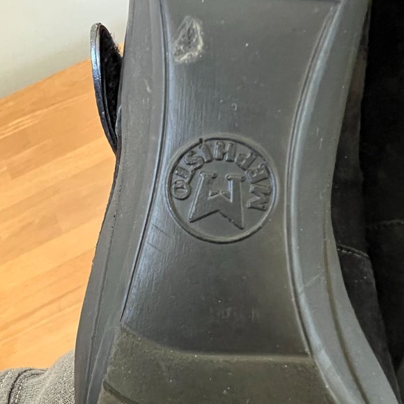 Mephisto Kimona Black Suede Leather Wedge‎ Mary Jane Metal Strap Comfort Shoe - Picture 10 of 11